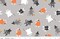 Riley Blake Halloween Cats in Costumes Gray 100% Cotton Price Per Yard